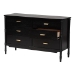 Baxton Studio Marisela Black Wood Dresser with Drawers - Bamboo-Inspired Legs and Brass Handles, 6-Drawer Modern Transitional Bedroom Storage Unit - MG9014-Black 9990-6DW-Dresser