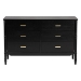 Baxton Studio Marisela Black Wood Dresser with Drawers - Bamboo-Inspired Legs and Brass Handles, 6-Drawer Modern Transitional Bedroom Storage Unit - MG9014-Black 9990-6DW-Dresser