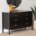Baxton Studio Marisela Black Wood Dresser with Drawers - Bamboo-Inspired Legs and Brass Handles, 6-Drawer Modern Transitional Bedroom Storage Unit - MG9014-Black 9990-6DW-Dresser