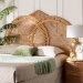 bali & pari Nerita Rattan Headboard - Handwoven Wicker Headboard Panel with Double Circle Design, Light Honey, Lightweight Coastal Bedroom Decor, Queen Size - Amelia-Light Honey Rattan-HB-Queen