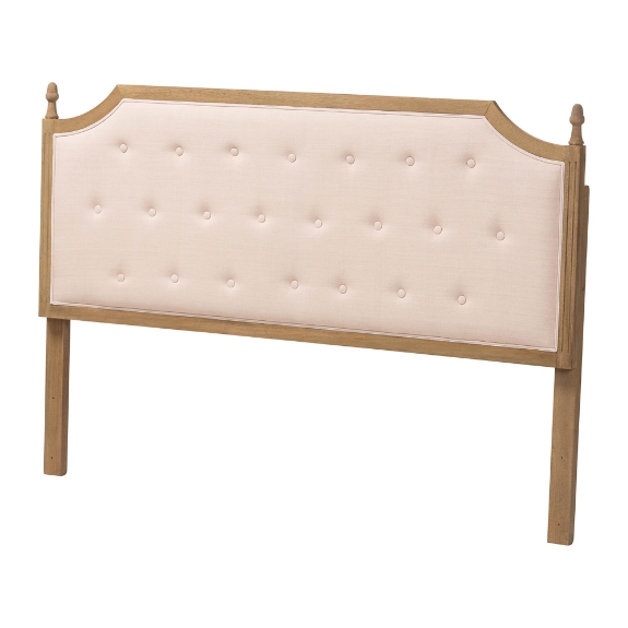 Baxton Studio Lourdes Upholstered Headboard with Solid Wood Frame - Tufted Backrest Panel with Curved Top, Elegant Bedroom D?cor, Queen Size