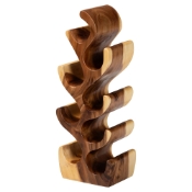 bali & pari Matana Suar Wood Wine Rack with 8-Bottle Capacity, Modern Rustic Wine Organizer Stand with Tree Branch Design, Free-Standing Display for Countertop Home Bar or Kitchen