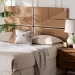 bali & pari Prita Paper Loom Headboard with Mahogany Wood Frame, Handwoven Bed Backrest Panel with Geometric Design, Boho Rustic Bedroom Accent, King Size - Madeline-Brown-HB-King