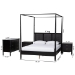 Baxton Studio Marisela 4-Piece Black Bedroom Set - Canopy Bed with Synthetic Rattan Headboard, Matching Dresser and Two Nightstands, Modern Transitional Wood Bedroom Furniture Collection, King - Jabari-Black-King 4PC Bedroom Set