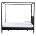 Baxton Studio Marisela Canopy Bed with Synthetic Rattan Headboard - Black Wood Bed Frame with Bamboo-Inspired Posts, Modern Transitional Bedroom Accent Furniture, King Size - MG0246-2-Black-King-Canopy Bed