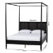Baxton Studio Marisela Canopy Bed with Synthetic Rattan Headboard - Black Wood Bed Frame with Bamboo-Inspired Posts, Modern Transitional Bedroom Accent Furniture, King Size - MG0246-2-Black-King-Canopy Bed