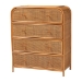 bali & pari Sampit Natural Rattan 4-Drawer Storage Cabinet - Handwoven Cane Displaying Unit with Rounded Frame, Boho Coastal Accent Furniture for Hallway, Living room or Bathroom
