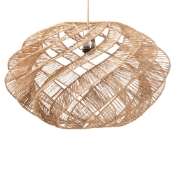 bali & pari Enola Handwoven Jute Pendant Lampshade - Boho Chic Ceiling Light Cover with Twisted Spiral Design