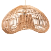 bali & pari Hansa Natural Rattan Pendant Lampshade - Handcrafted Dome-Shape Ceiling Light Cover, Coastal Boho D?cor
