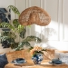 bali & pari Hansa Natural Rattan Pendant Lampshade - Handcrafted Dome-Shape Ceiling Light Cover, Coastal Boho Decor - F247-FT11-Lamp Shade