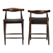 Baxton Studio Eira Counter Stool Set of 2- Walnut Wood Frame Counter-height Chair with Curved Backrest and Black Faux Leather Seat, Mid-Century Modern Kitchen Island Seating - Elbow-Wenge-CS