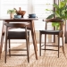 Baxton Studio Eira Counter Stool Set of 2- Walnut Wood Frame Counter-height Chair with Curved Backrest and Black Faux Leather Seat, Mid-Century Modern Kitchen Island Seating - Elbow-Wenge-CS