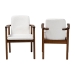 Baxton Studio Miyagi Boucle Upholstered Dining Chair Set of 2- Mid-Century Modern Armchair with Solid Wood Frame and Rounded Backrest, Walnut Brown and White - Miyagi-White Boucle/Walnut-DC