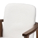 Baxton Studio Miyagi Boucle Upholstered Dining Chair Set of 2- Mid-Century Modern Armchair with Solid Wood Frame and Rounded Backrest, Walnut Brown and White - Miyagi-White Boucle/Walnut-DC