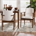Baxton Studio Miyagi Boucle Upholstered Dining Chair Set of 2- Mid-Century Modern Armchair with Solid Wood Frame and Rounded Backrest, Walnut Brown and White - Miyagi-White Boucle/Walnut-DC