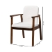 Baxton Studio Miyagi Boucle Upholstered Dining Chair Set of 2- Mid-Century Modern Armchair with Solid Wood Frame and Rounded Backrest, Walnut Brown and White - Miyagi-White Boucle/Walnut-DC