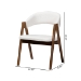 Baxton Studio Virden Boucle Upholstered Dining Chair Set of 2- Mid-Century Modern Armchair with Solid Wood Frame and Curved Open-Back Design, Walnut Brown and White - Virden-White Boucle/Walnut-DC