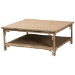 bali & pari Ganit Handwoven Seagrass Coffee Table - Square Center Table with Wrapped Frame and Lower Shelf, Coastal Boho Accent Furniture for Living Room or Lounge