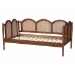 Baxton Studio Carmiya Scalloped Daybed - Twin Size Wooden Frame with Rattan Panels, Arched Boho Coastal Style Bed for Living Room or Guest Bedroom - MG0211-Walnut Rattan-Daybed-Twin