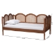Baxton Studio Carmiya Scalloped Daybed - Twin Size Wooden Frame with Rattan Panels, Arched Boho Coastal Style Bed for Living Room or Guest Bedroom - MG0211-Walnut Rattan-Daybed-Twin
