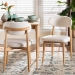 Baxton Studio Wattsu Boucle Upholstered Dining Chair Set of 2- Mid-Century Modern Side Chair with Solid Wood Frame and Rounded Backrest, Natural and White - Wattsu-White Boucle/Natural-DC