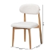 Baxton Studio Wattsu Boucle Upholstered Dining Chair Set of 2- Mid-Century Modern Side Chair with Solid Wood Frame and Rounded Backrest, Natural and White - Wattsu-White Boucle/Natural-DC