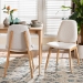 Baxton Studio Hudson Boucle Upholstered Dining Chair Set of 2- Mid-Century Modern Side Chair with Solid Wood Frame and Rounded Backrest, Natural and White - Hudson-White Boucle/Natural-DC