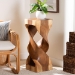 bali & pari Rapha Suar Wood Accent Table - Hand-Carved Sculptural Pedestal Stand with Twist Design, Modern Boho Side Table for Living Room or Entryway, 29.5" Tall - Suar S/T 012-Natural-Side Table