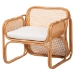 bali & pari Cambridge Natural Rattan Armchair - Handcrafted Lounge Chair with Cushion, Rounded Frame with Cane Woven Panels, Accent Seating for Living Room or Sunroom