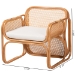 bali & pari Cambridge Natural Rattan Armchair - Handcrafted Lounge Chair with Cushion, Rounded Frame with Cane Woven Panels, Accent Seating for Living Room or Sunroom - Cambridge-Light Honey Rattan-CC