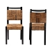 bali & pari Raniya Handwoven Seagrass Dining Chair Set of 2- Solid Mango Wood Frame with Woven Seat and Backrest, Rustic Boho Style Kitchen or Dining Room Seating, Black - Cordoba-Type C-Black Wood/Natural Weave-DC-KD Box