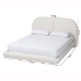 Baxton Studio Cachet Floating Platform Bed with Rounded Headboard - Low Profile Minimalist Boucle Upholstered Bed Frame, Cream, King - BBT61330-Floating Bed-Cream-King