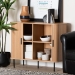Baxton Studio Lucia Fluted Wood Storage Cabinet - Mid-Century Modern Sideboard with Sliding Tambour Doors, 35" Wide - LC23011A-Tan-Sideboad