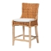 bali & pari Derris Natural Rattan Counter Stool with Cushion - Tall Wingback Stool with Solid Mango Wood Legs and Footrest, Boho Coastal Style for Kitchen Island or Dining Area Seating, Light Honey