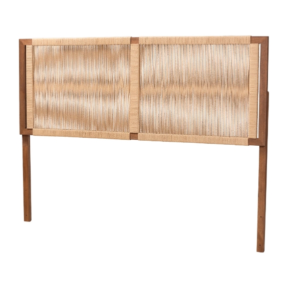 bali & pari Holitz Natural Rope Woven Headboard - Mountable Bed Backboard with Bayur Wood Frame, Modern Boho Accent for Bedroom Decor, King