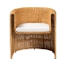 bali & pari Carina Natural Rattan Barrel Dining Chair - Handwoven Wicker Accent Chair with Curved Backrest and Removable Cushion, Coastal Boho Kitchen or Dining Room Seating - Palm-Light Honey/Rattan-Cushioned-Barrel-DC