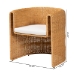 bali & pari Carina Natural Rattan Barrel Dining Chair - Handwoven Wicker Accent Chair with Curved Backrest and Removable Cushion, Coastal Boho Kitchen or Dining Room Seating - Palm-Light Honey/Rattan-Cushioned-Barrel-DC