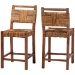 bali & pari Chabela Seagrass Counter Stool Set of 2 - Solid Mango Wood Frame with Woven Seat and Backrest, Rustic Boho Style Dining or Kitchen Island Seating, Brown