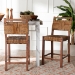 bali & pari Chabela Seagrass Counter Stool Set of 2 - Solid Mango Wood Frame with Woven Seat and Backrest, Rustic Boho Style Dining or Kitchen Island Seating, Brown - Luanda-Type B-Light Brown Wood/Natural Weave-CS-KD Box