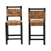 bali & pari Raniya Seagrass Counter Stool Set of 2 - Solid Mango Wood Frame with Woven Seat and Backrest, Rustic Boho Style Dining or Kitchen Island Seating, Black - Luanda-Type C-Black Wood/Natural-CS-KD Box