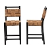 bali & pari Raniya Seagrass Counter Stool Set of 2 - Solid Mango Wood Frame with Woven Seat and Backrest, Rustic Boho Style Dining or Kitchen Island Seating, Black - Luanda-Type C-Black Wood/Natural-CS-KD Box
