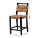 bali & pari Raniya Seagrass Counter Stool Set of 2 - Solid Mango Wood Frame with Woven Seat and Backrest, Rustic Boho Style Dining or Kitchen Island Seating, Black - Luanda-Type C-Black Wood/Natural-CS-KD Box