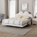 Baxton Studio Barrera Floating Platform Bed with Scalloped Headboard - Low Profile Minimalist Boucle Upholstered Bed Frame, Cream, King - BBT61331-Floating Bed-Cream-King