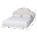 Baxton Studio Barrera Floating Platform Bed with Scalloped Headboard - Low Profile Minimalist Boucle Upholstered Bed Frame, Cream, King - BBT61331-Floating Bed-Cream-King