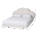 Baxton Studio Barrera Floating Platform Bed with Scalloped Headboard - Low Profile Minimalist Boucle Upholstered Bed Frame, Cream, King - BBT61331-Floating Bed-Cream-King