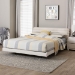 Baxton Studio Alfie Boucle Floating Bed with Channel Tufted Headboard - Low Profile Minimalist Platform Bed Frame, Cream, Queen - BBT61332-Floating Bed-Cream-Queen