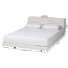 Baxton Studio Alfie Boucle Floating Bed with Channel Tufted Headboard - Low Profile Minimalist Platform Bed Frame, Cream, Queen - BBT61332-Floating Bed-Cream-Queen