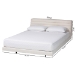 Baxton Studio Alfie Boucle Floating Bed with Channel Tufted Headboard - Low Profile Minimalist Platform Bed Frame, Cream, Queen - BBT61332-Floating Bed-Cream-Queen