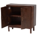 bali & pari Latika Real Burl Wood Storage Cabinet in Dark Walnut Brown - Modern Accent Cupboard with Double Doors and Brass Handles, Elegant Sideboard for Entryway, Living Room, or Dining Area - SVN-789-Dark Walnut-Blopy-Cabinet
