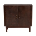 bali & pari Latika Real Burl Wood Storage Cabinet in Dark Walnut Brown - Modern Accent Cupboard with Double Doors and Brass Handles, Elegant Sideboard for Entryway, Living Room, or Dining Area - SVN-789-Dark Walnut-Blopy-Cabinet